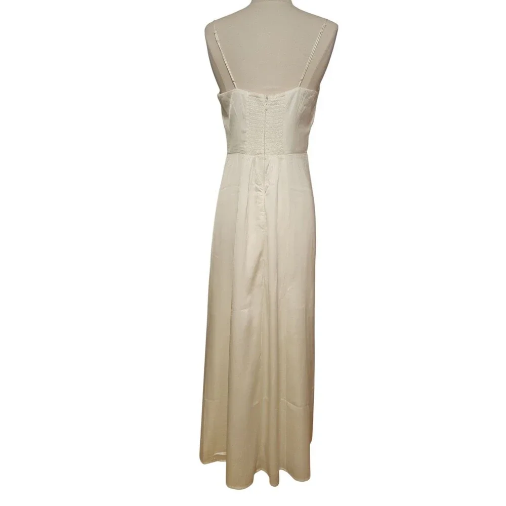 Abercrombie & Fitch Maxi Slip Dress Womens M Ivory Destination Wedding High Slit